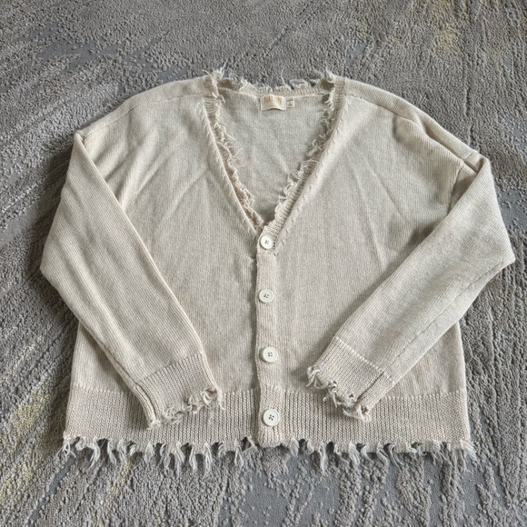 Nation LTD Madeline cream eggshell cardigan baby alpaca button front small - Picture 2 of 7